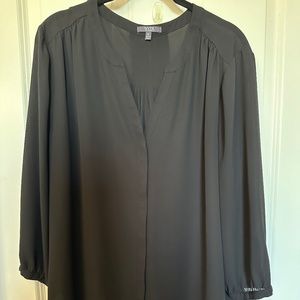 NYDJ Black V-neck High Low hem Blouse